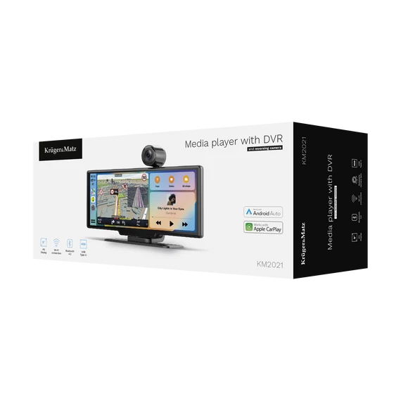 Kruger&Matz KM2021 autós multimédia állomás – Android Auto, Apple CarPlay, DVR, tolatókamera