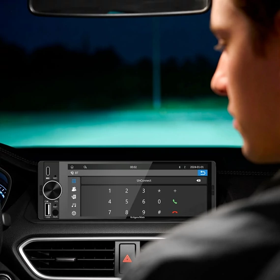 Kruger&Matz KM2016 1 DIN autórádió – CarPlay, Android Auto, 6,36