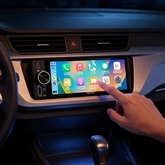 Kruger&Matz KM2016 1 DIN autórádió – CarPlay, Android Auto, 6,36