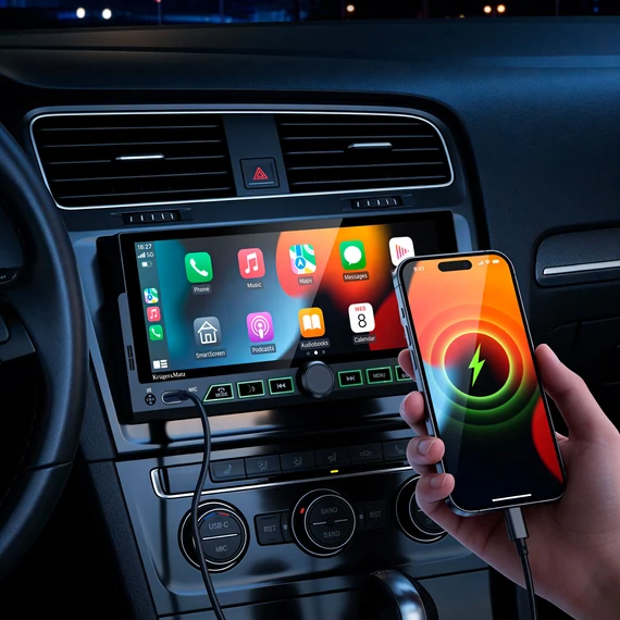 Kruger&Matz KM2017 autórádió CarPlay/Android Auto funkcióval