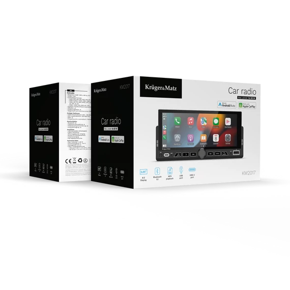 Kruger&Matz KM2017 autórádió CarPlay/Android Auto funkcióval