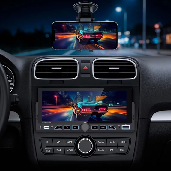 Kruger&Matz KM2017 autórádió CarPlay/Android Auto funkcióval